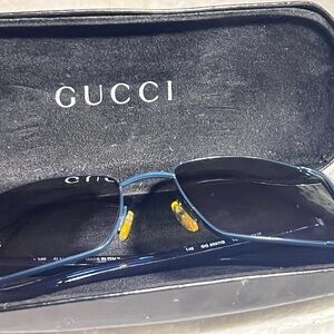 Authentic Men Gucci Black and Blue Square Sunglasses